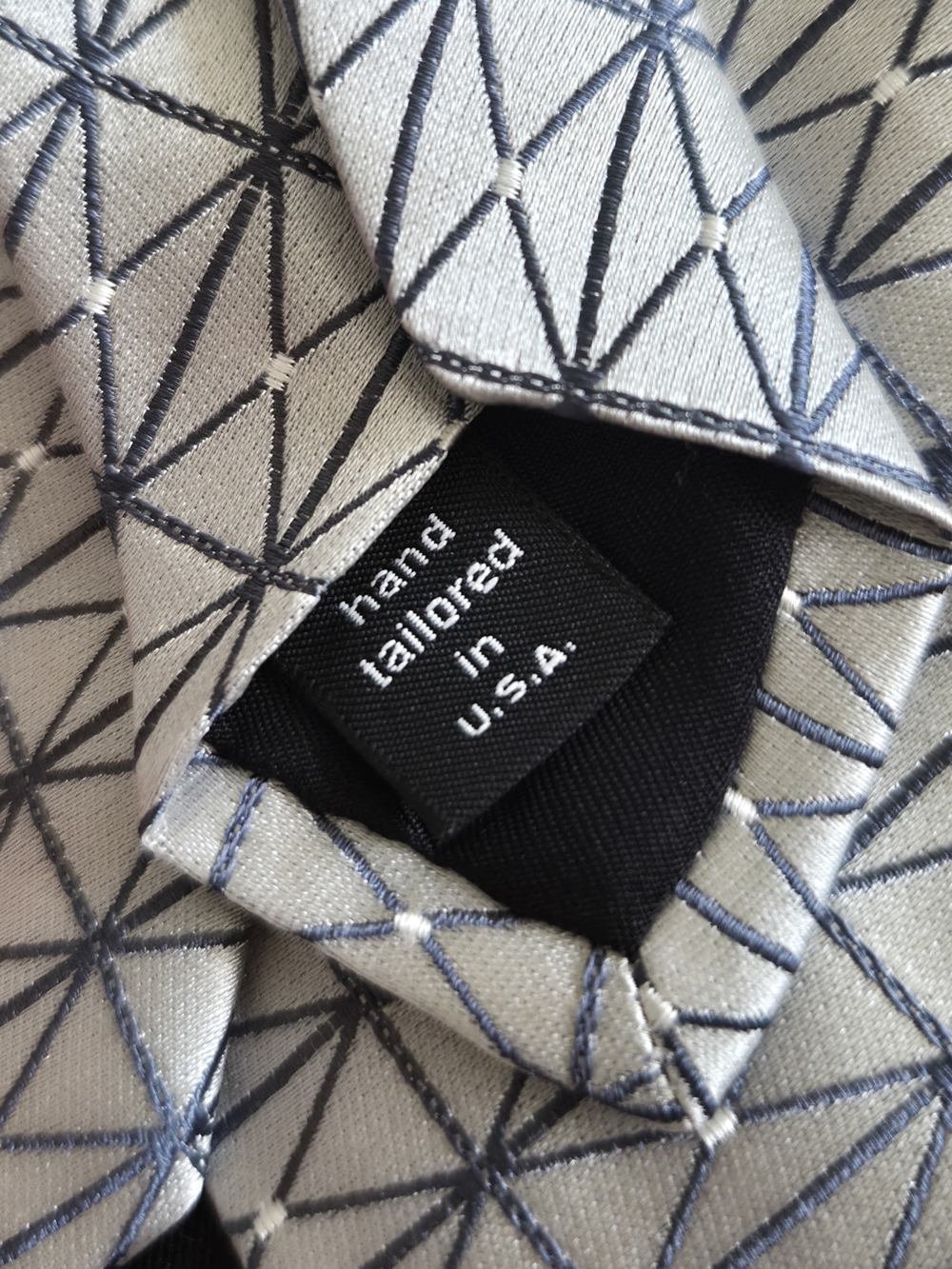 SHARP Murano Mens Tie Silver Blue Geometric Modern Designer Necktie USA